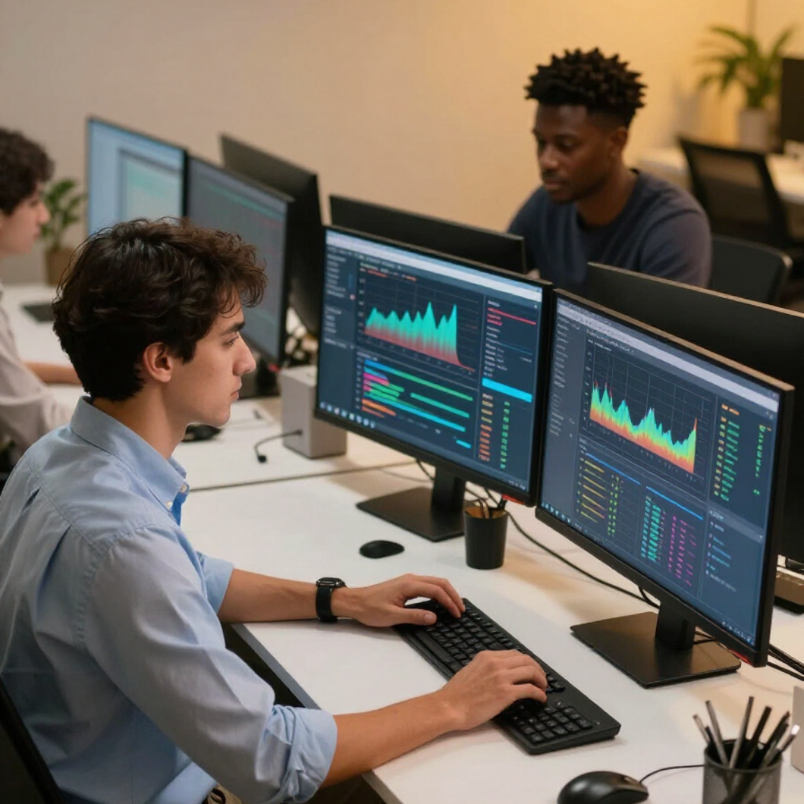 Collaborative IT team at work
