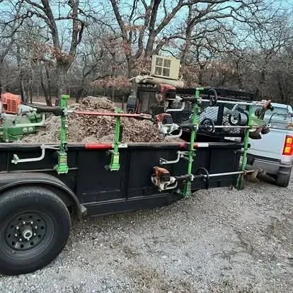Lawn cleared of autumn leaves in Oklahoma City