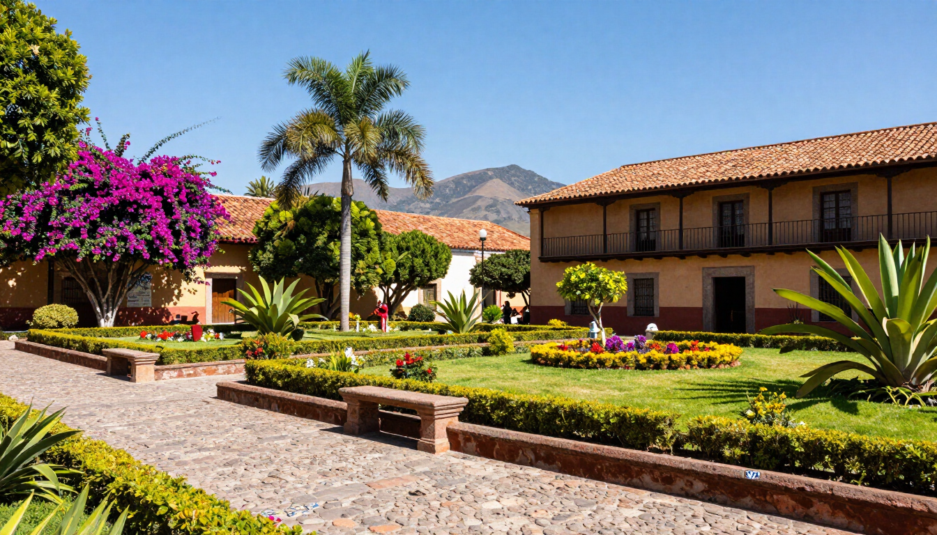 Vista turística de Cuernavaca con espacios históricos y jardines