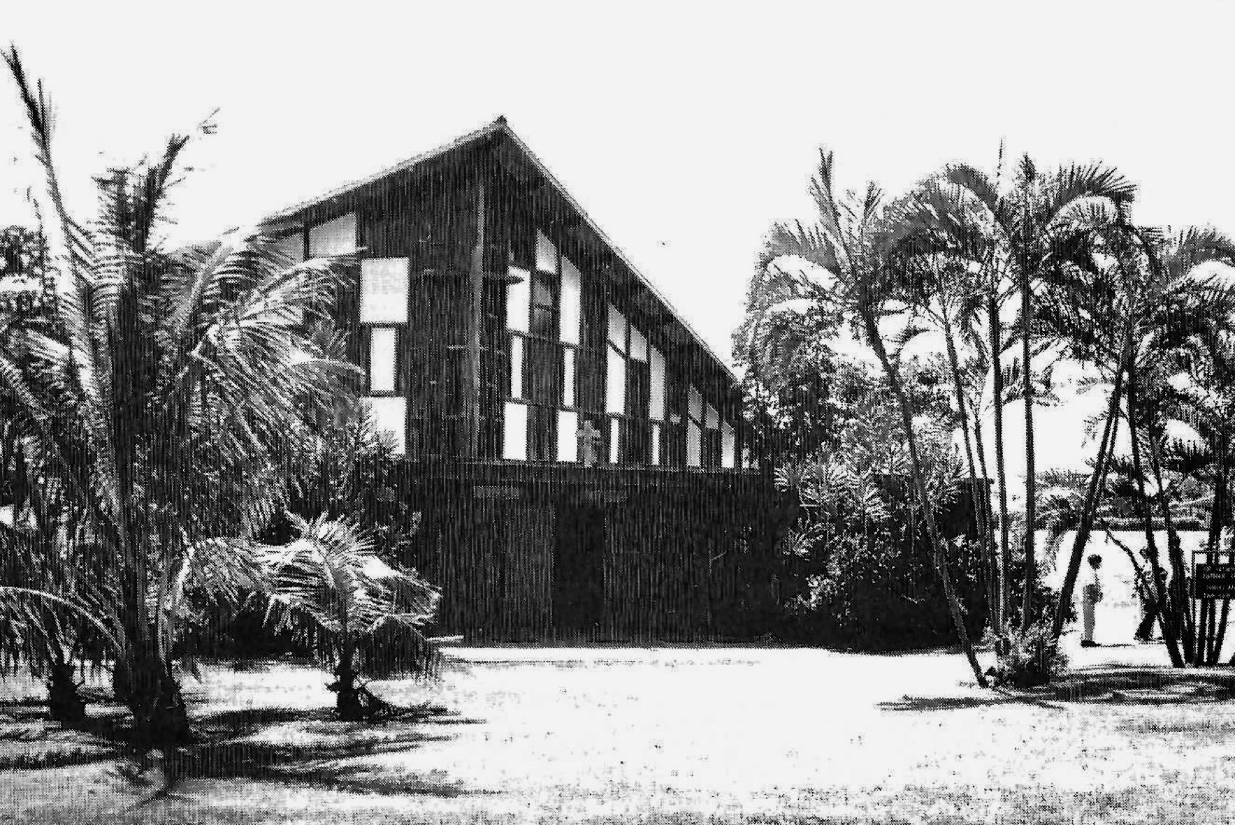 Black and white photo of new St. Catherine church