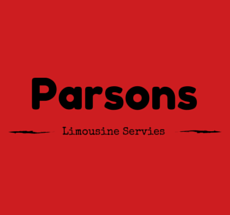Parsons Limousine Servies logo in black on a red background