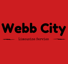 Webb City Limousine Service logo in black text on a red background
