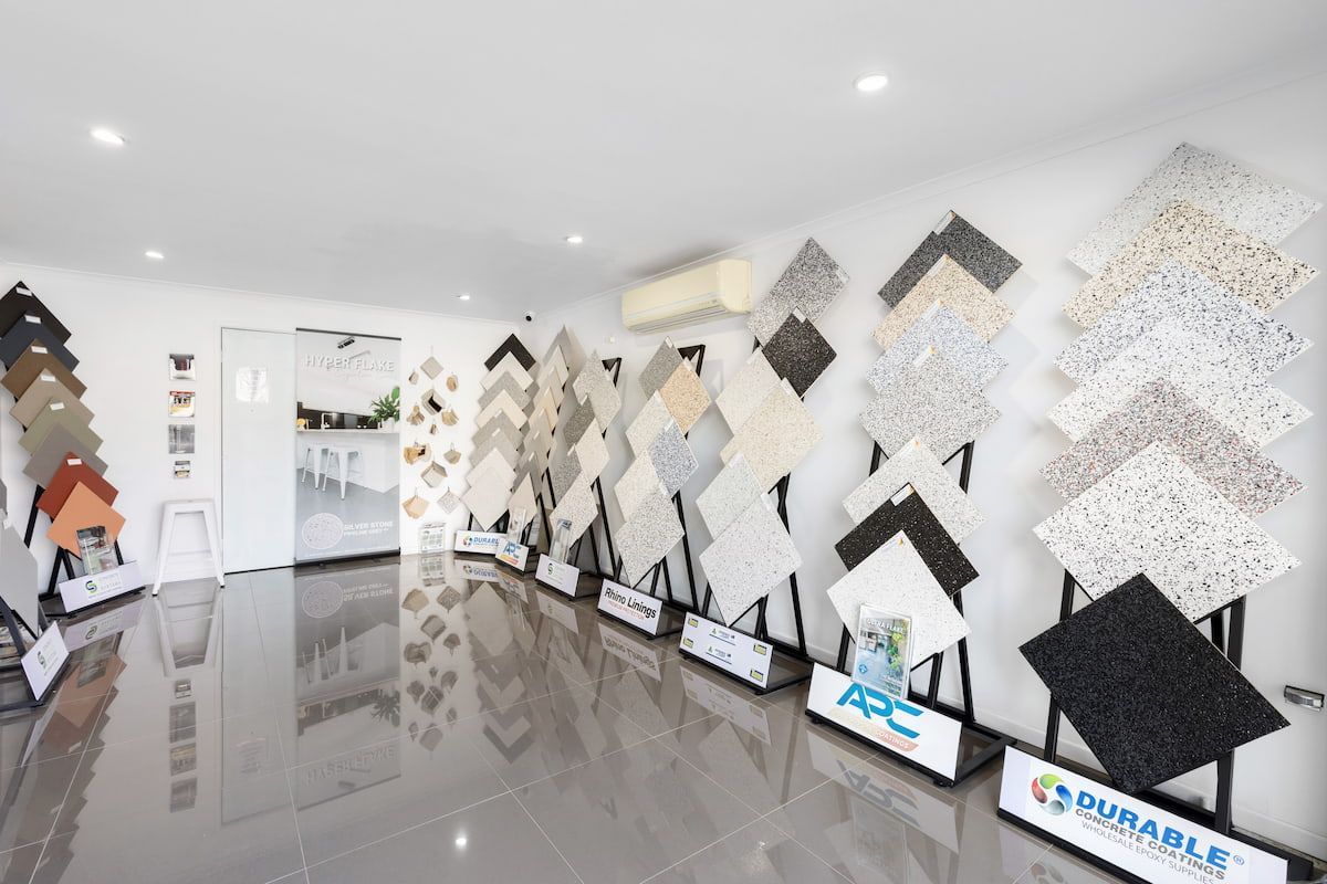 There Are Many Different Types of Tiles on Display in This Room — Fraser Coast Waterproofing in Pialba, QLD