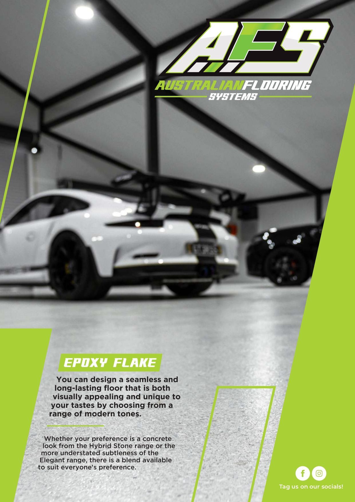 A White Car Is Parked in A Garage with A Brochure for Epoxy Flooring — Fraser Coast Waterproofing in Pialba, QLD