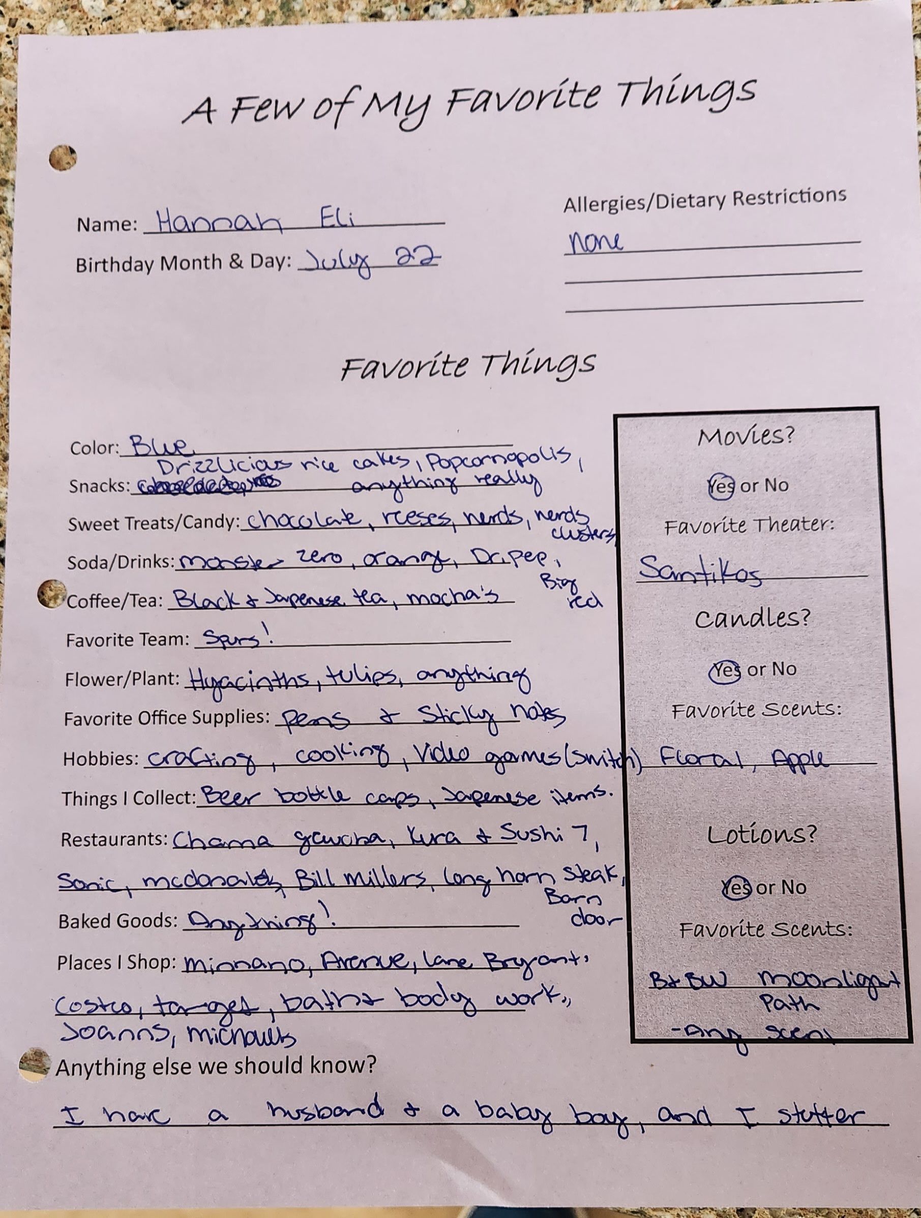 Handwritten study notes on pale paper with a boxed list and bullet points.