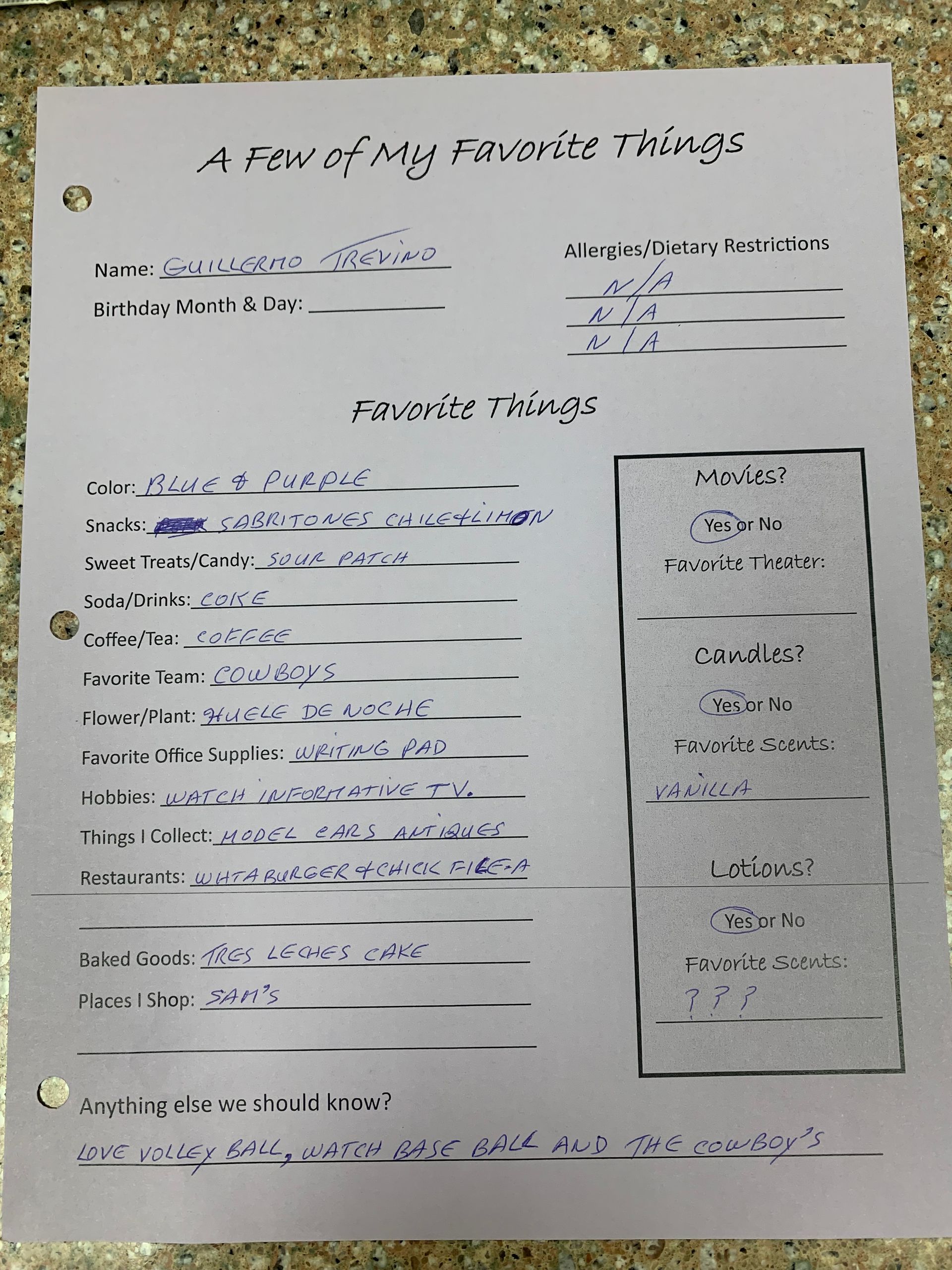 Handwritten form titled “A piece of my pandemic times,” with notes and a small boxed section on the right.