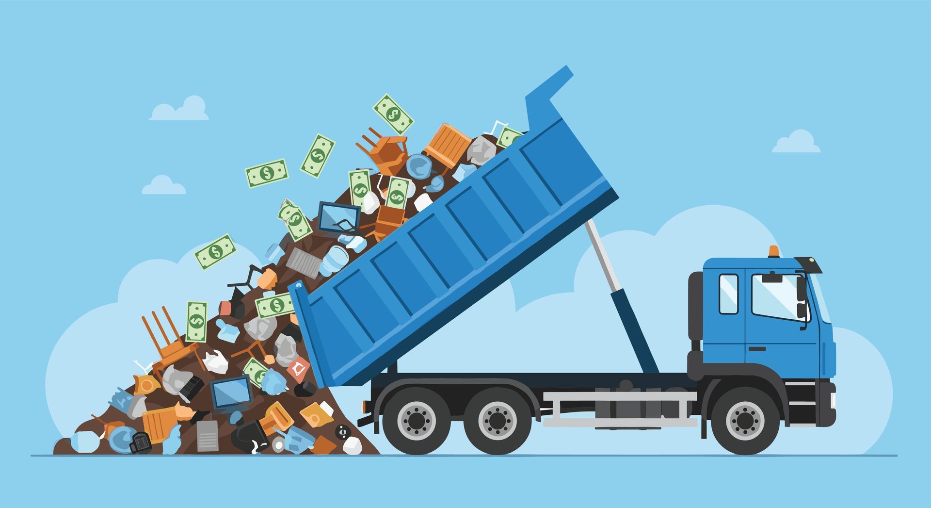 An illustration depicting the difference between a national trash provider a local trash provider.