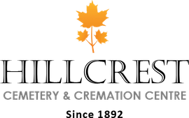 Hillcrest Cemetery & Cremation Centre logo with orange maple leaves and text &ldquo;Since 1929&rdquo;