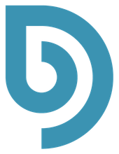Blue logo of the letter