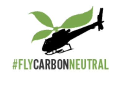 Black helicopter with green leaves, the text 