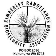 Kimberley Rangelands Biosecurity Association logo: circular design with tree silhouette and crosshairs.