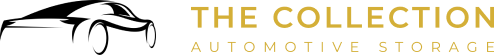 A black and gold logo for the collection automotive storage