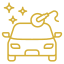 A line drawing of a car being cleaned with a brush.