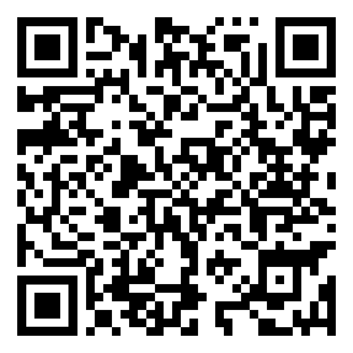 QR code with black and white squares.