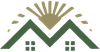 Green mountain-style logo with a gold sunrise and two small window icons beneath.