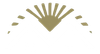 Gold stylized sunburst logo with rays fanning upward on a white background
