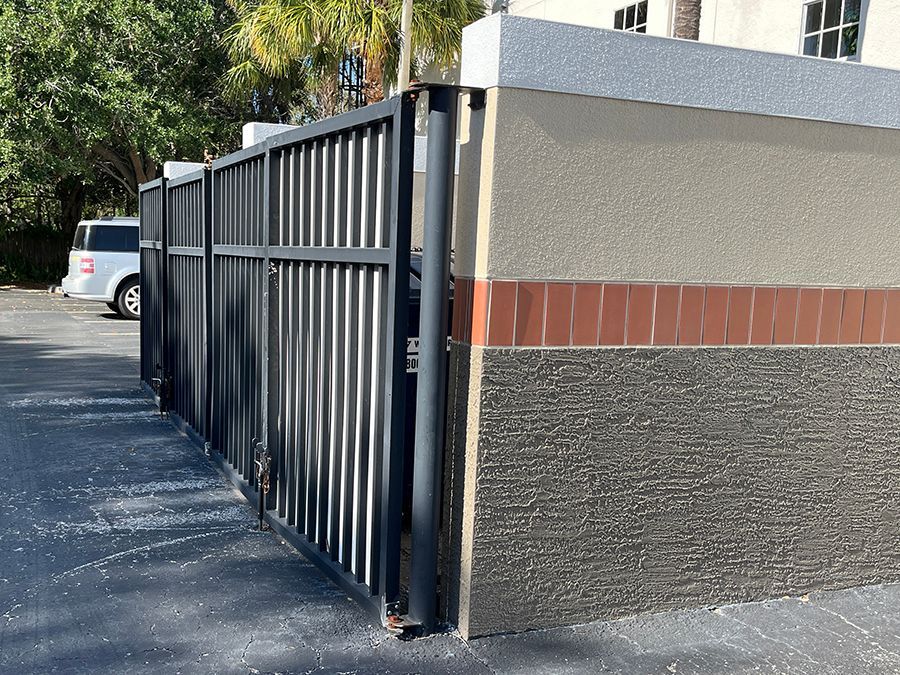 metal frame dumpster gates with vinyl infill