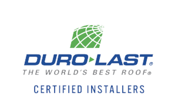 Duro-Last logo with green world map and text, 