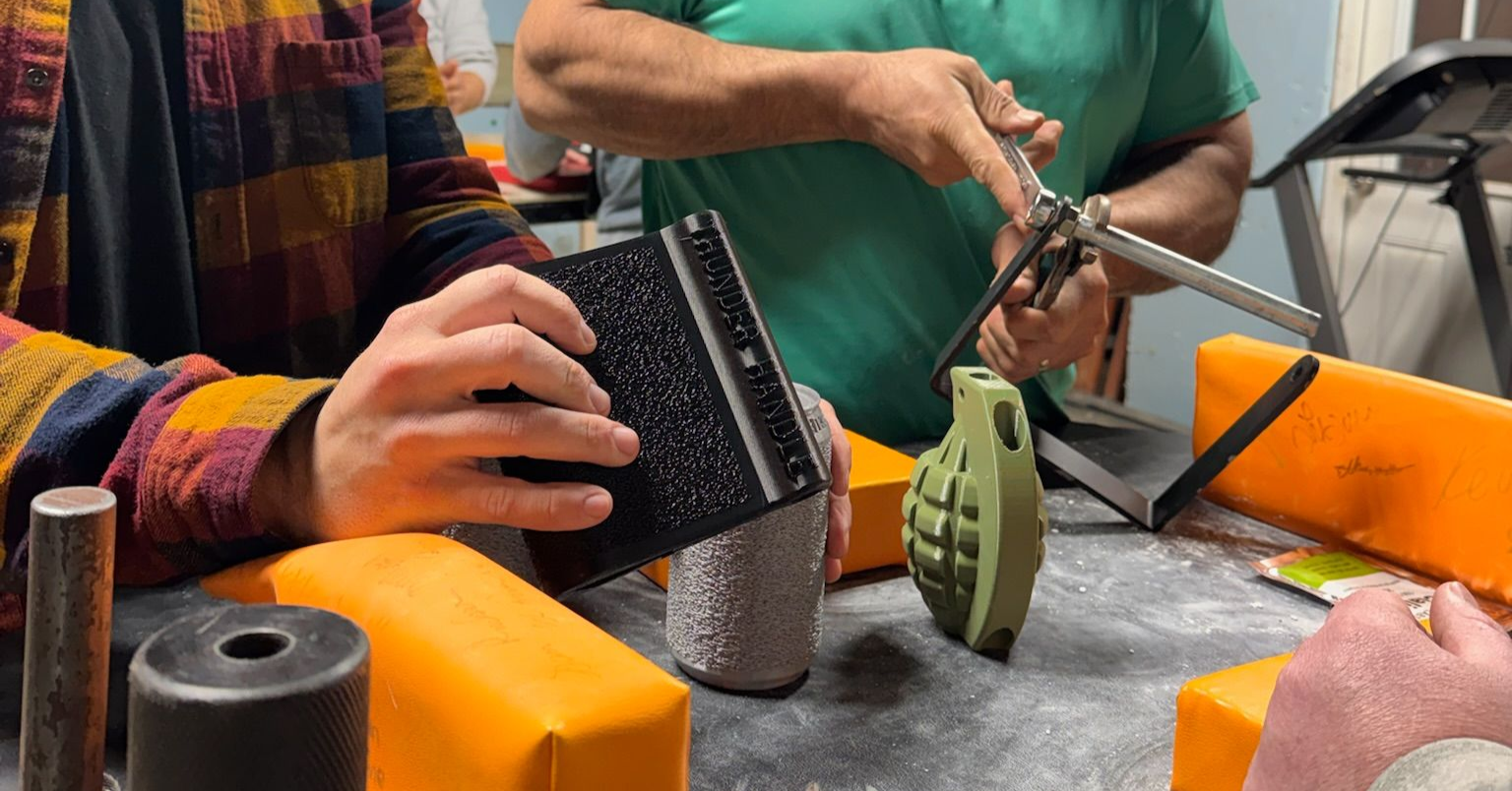 Grip Tools on an arm wrestlign table