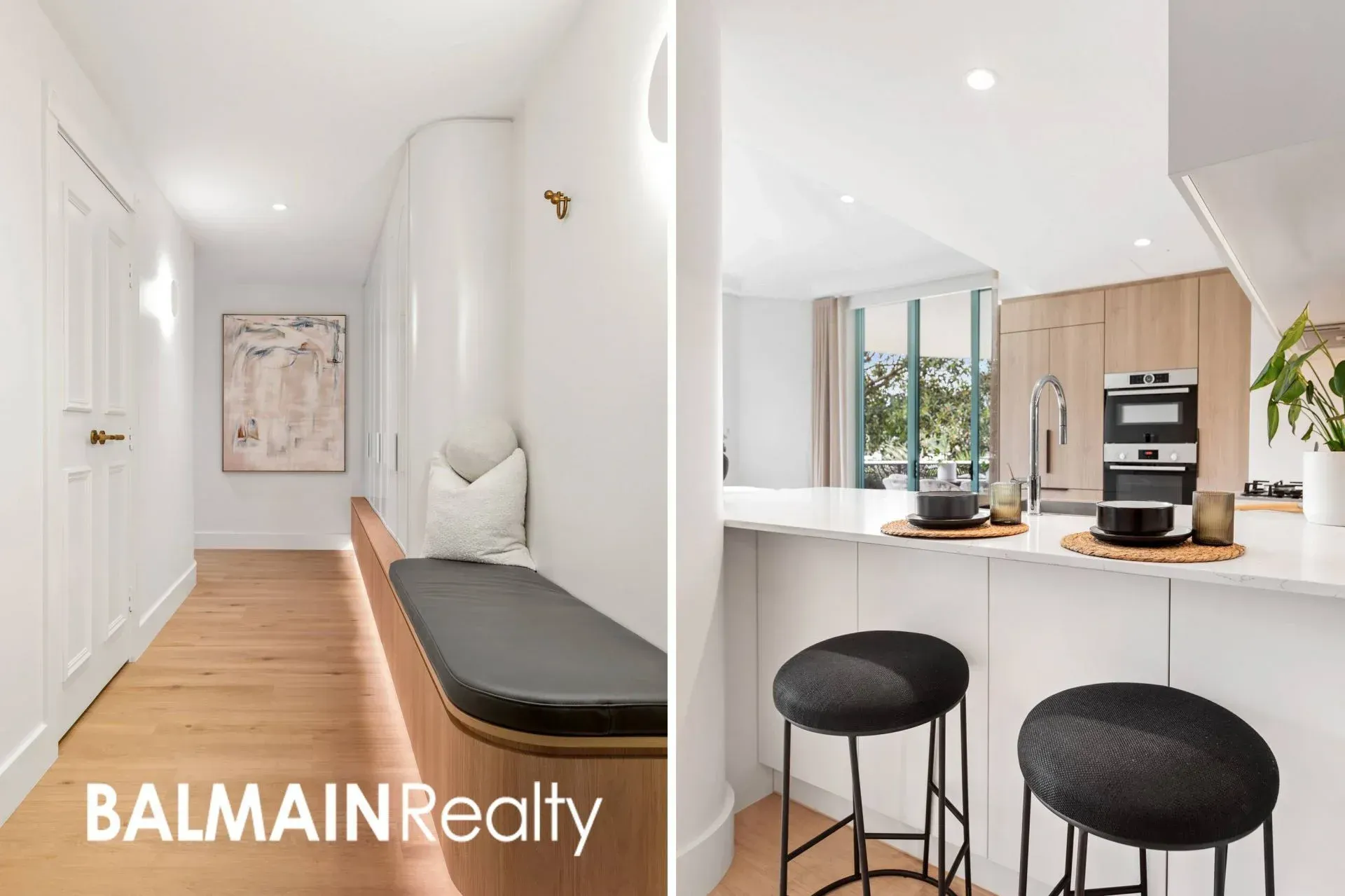Hallway With Built-in Bench and Kitchen With Breakfast Bar — ATH Projects in Drummoyne, NSW