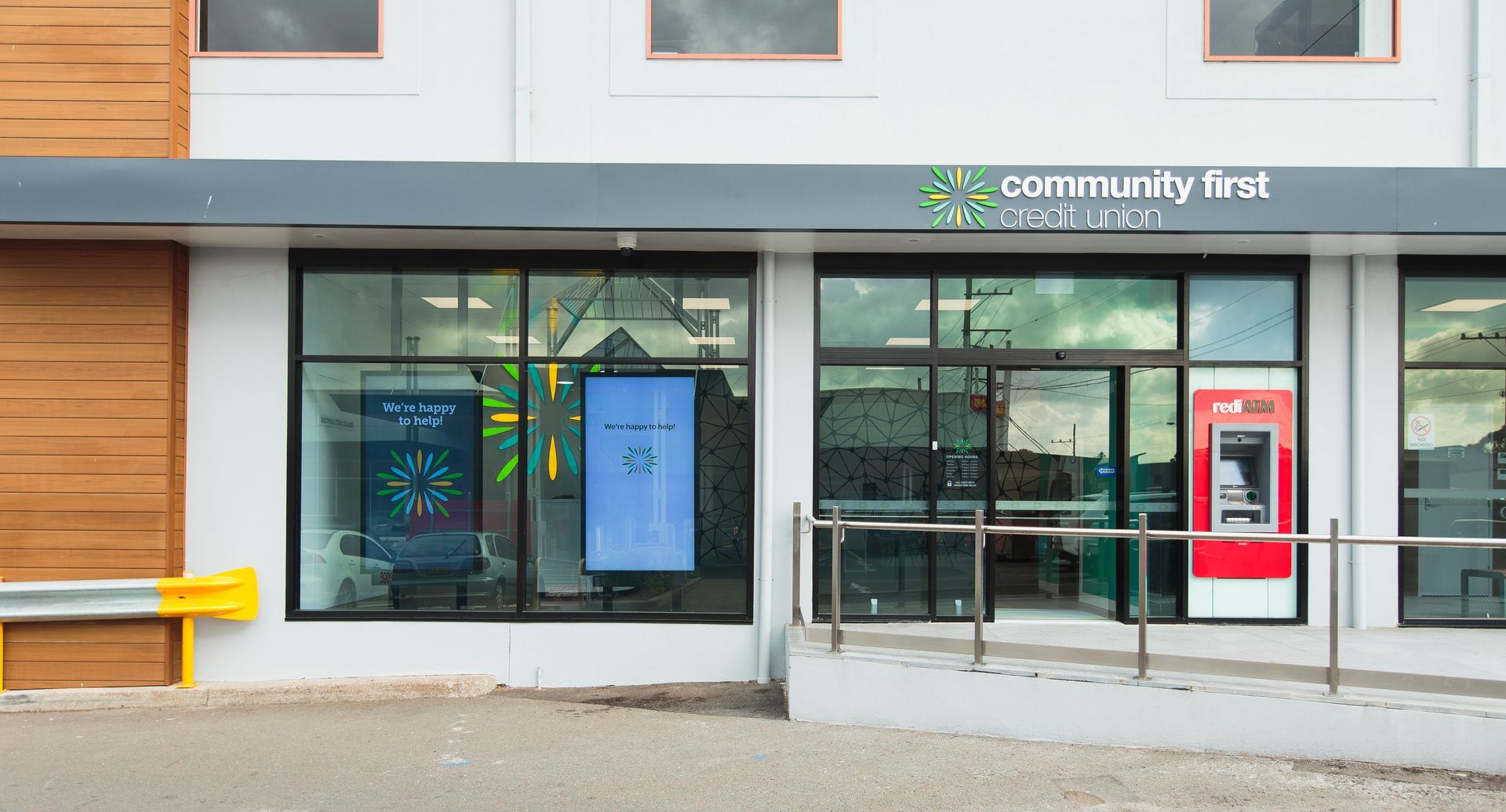 Community First Credit Union Exterior With Entrance, Atm, and Signage — ATH Projects in Kirrawee, NSW