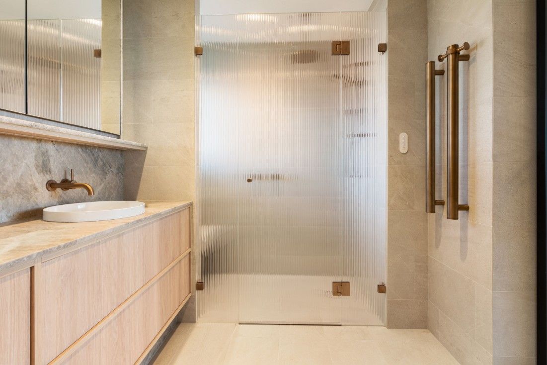 Modern Bathroom With Wooden Cabinets