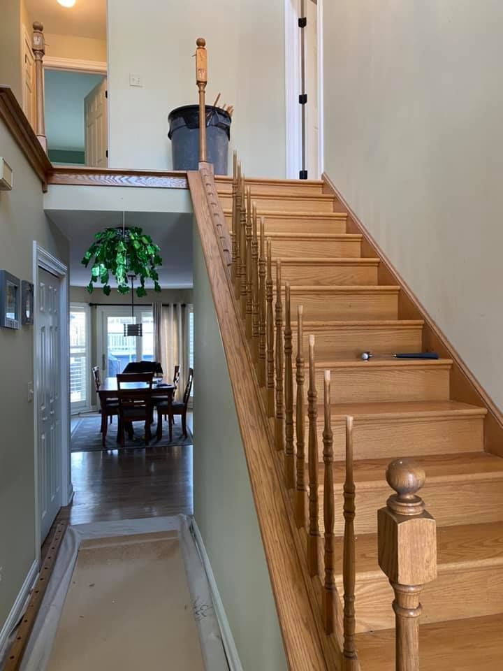 A & R Home Services remodel wooden staircase leading up to the second floor