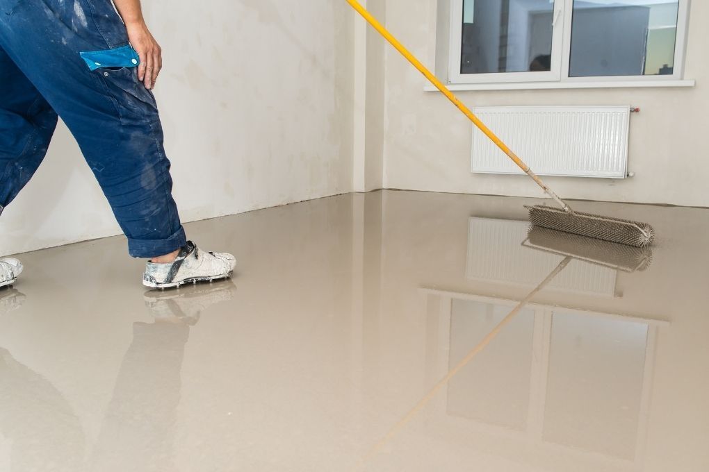 Floor screeding being carried out on a Nottingham property