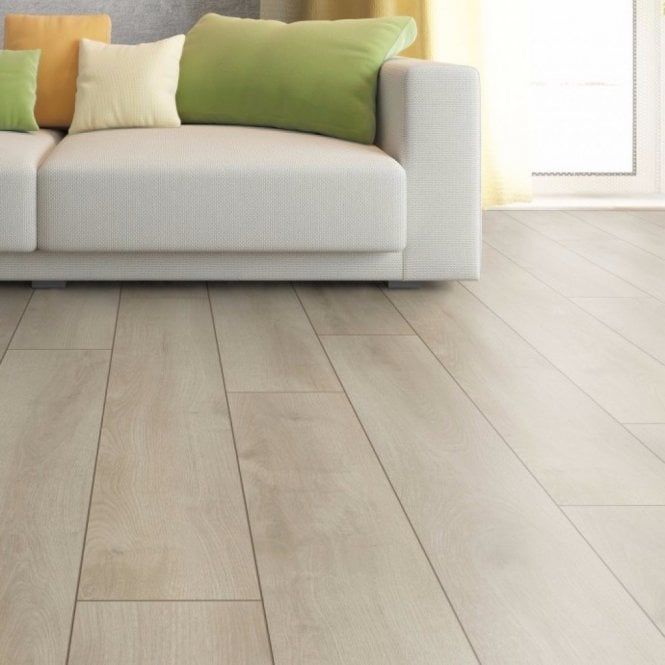 Summer Oak Beige Laminate Flooring in a living room