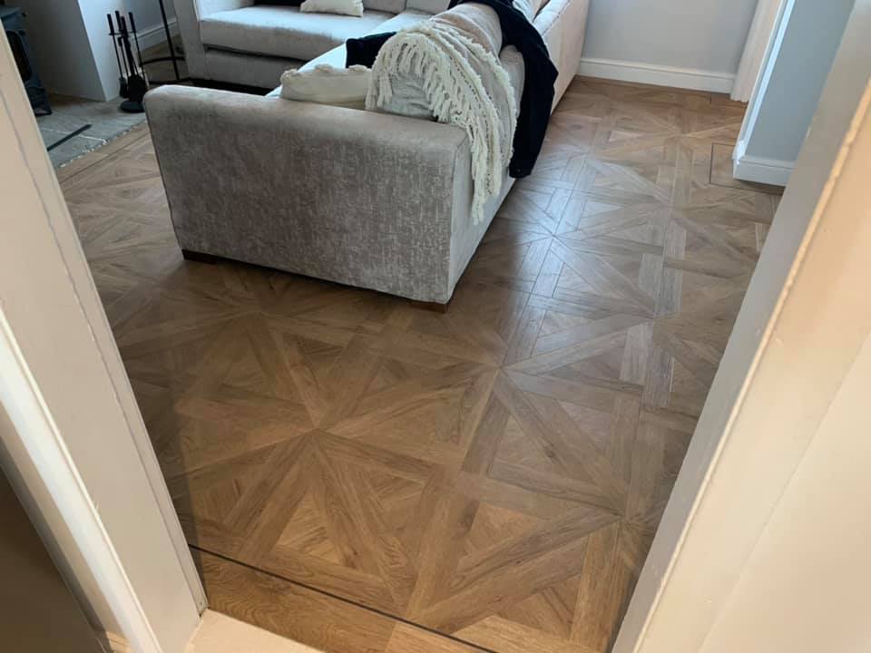 Parquet flooring fitted in a lounge in Nottingham