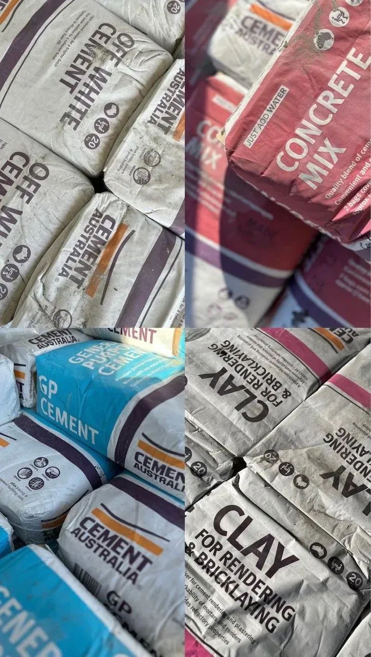 A Bunch of Bags of Cement and Clay Are Stacked on Top of Each Other — Manning Valley Landscapes in Wingham, NSW