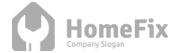 HomeFix logo: gray house and wrench icon, 