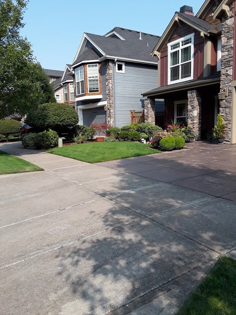 A row of houses are lined up in a residential neighborhood