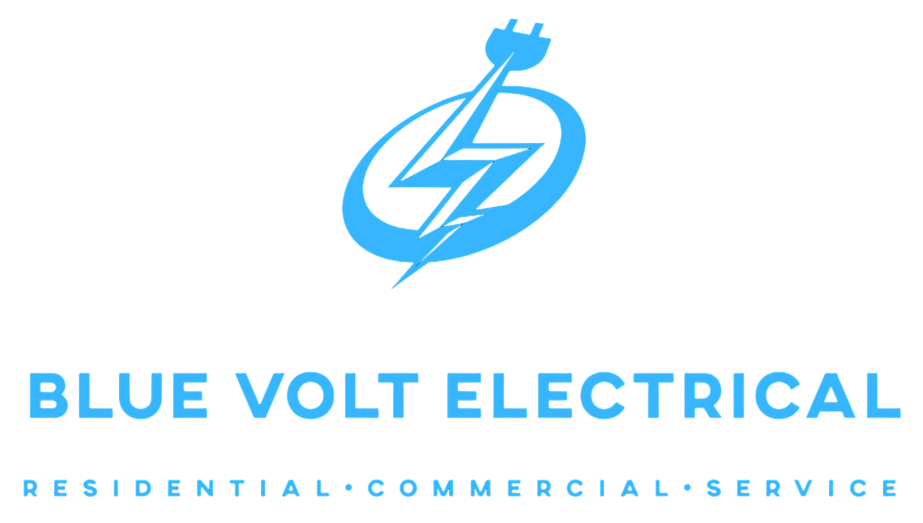 Blue Volt Electrical logo with blue lightning bolt and “Residential • Commercial • Service” text
