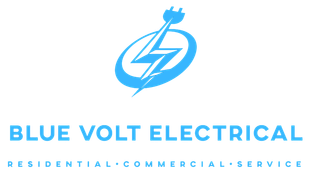 Blue Volt Electrical logo with blue lightning bolt and “Residential • Commercial • Service” text
