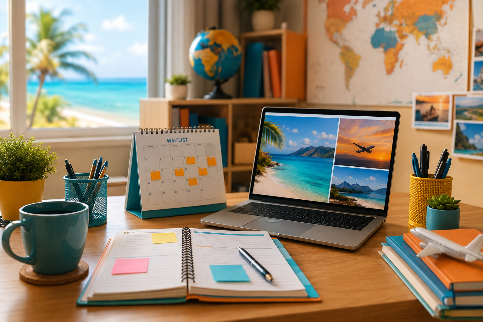 Independent travel consultant organising a peak travel waitlist for clients