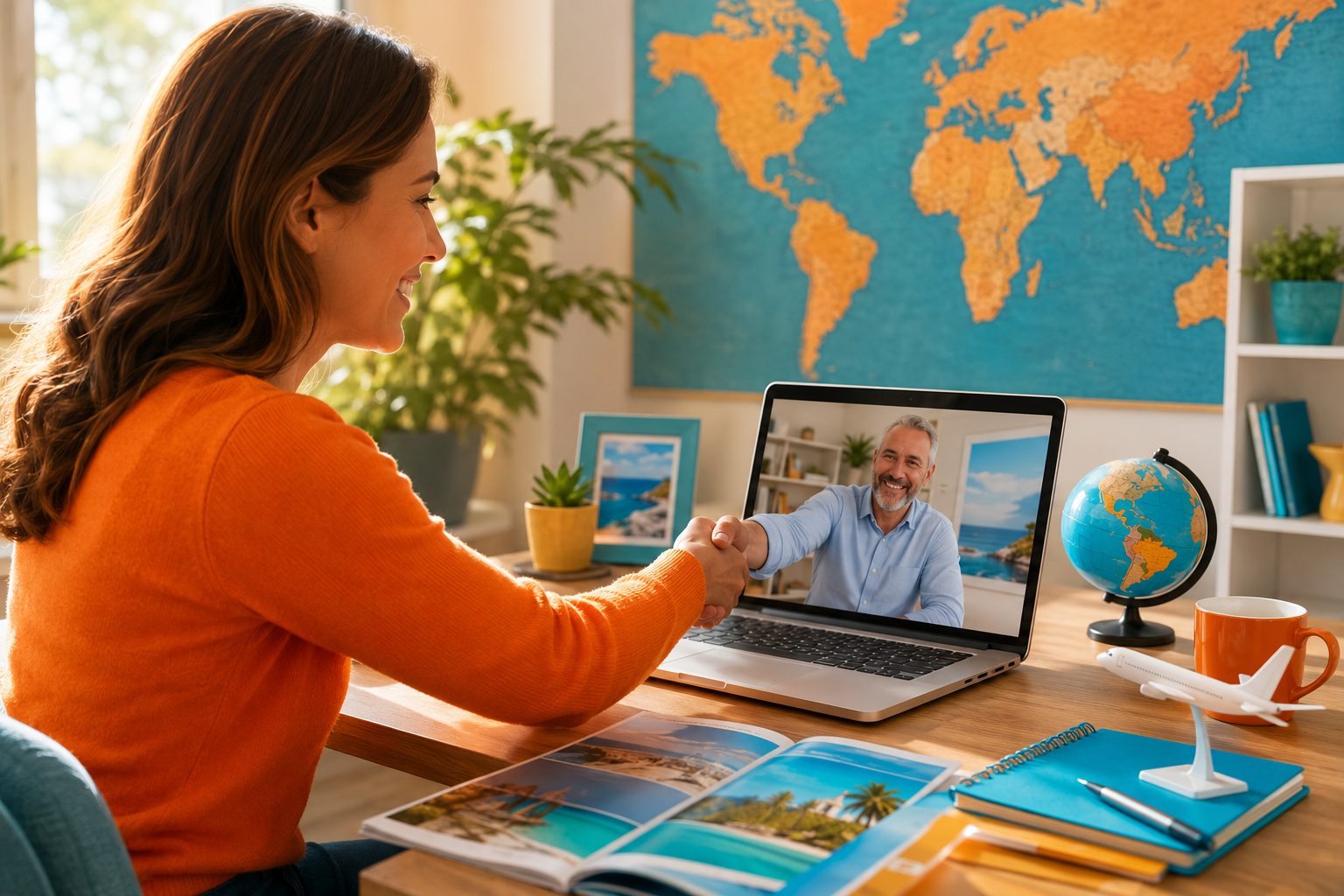 Travel homeworker building a professional relationship with a travel supplier