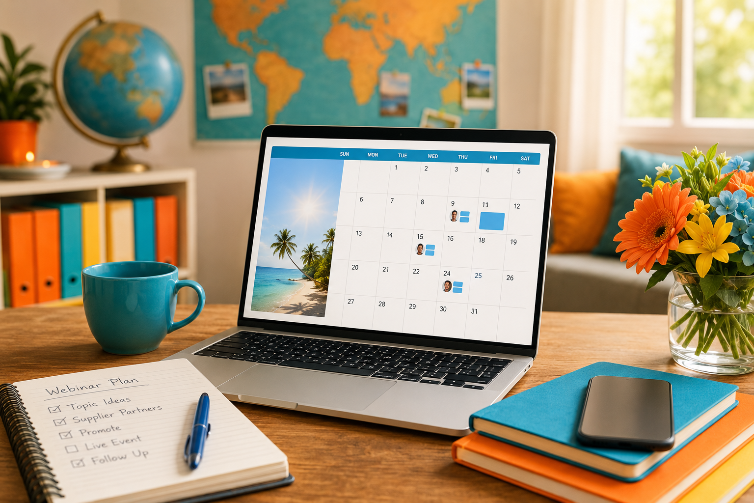 Independent travel consultant answering client questions during a social media live session