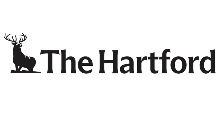 The Hartford logo featuring a black silhouette of a stag and the company name.