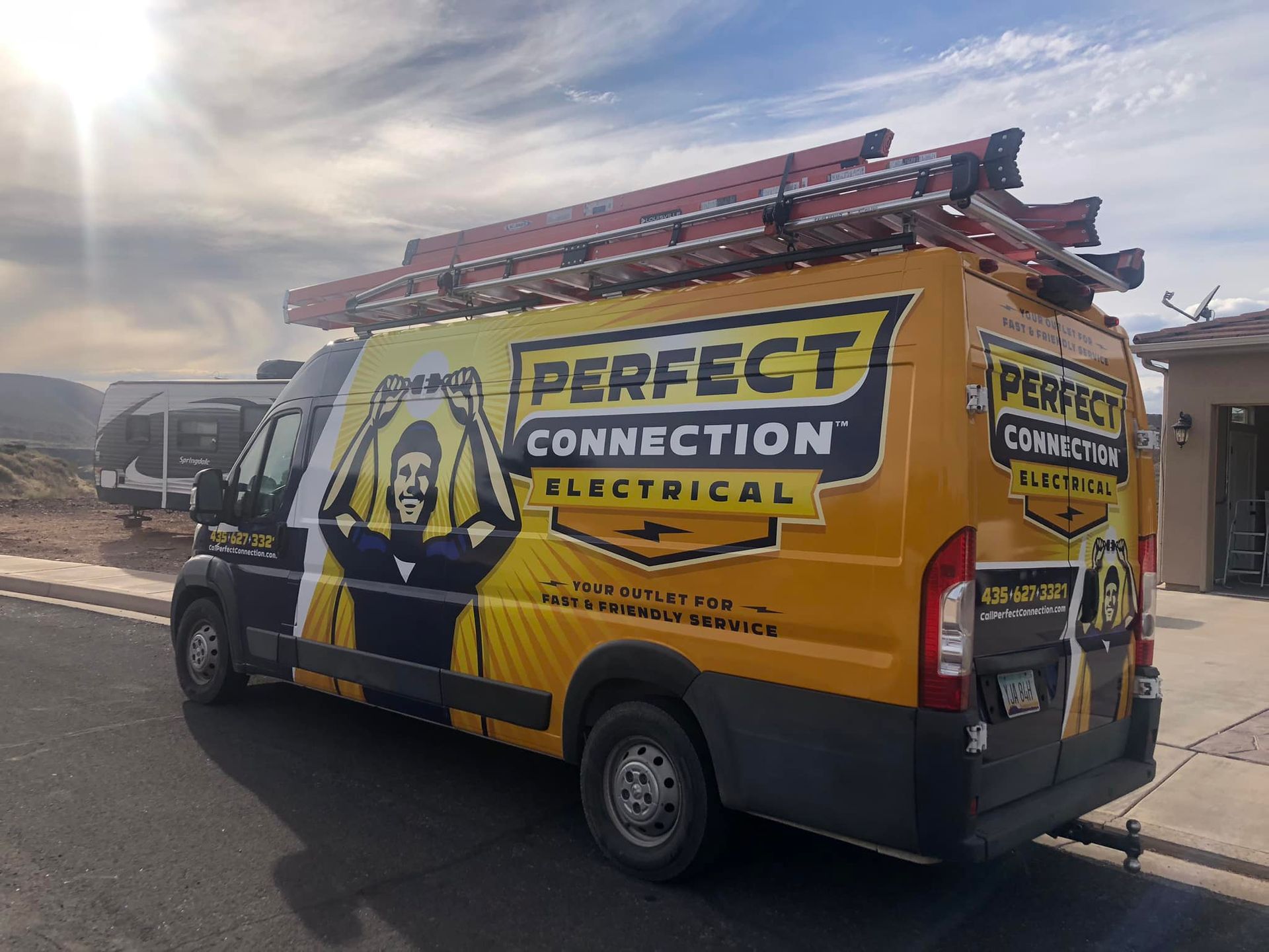 A yellow service van for 
