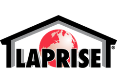 Un logo laprise avec un globe au milieu