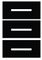 Three black rectangles with horizontal white lines in the center.