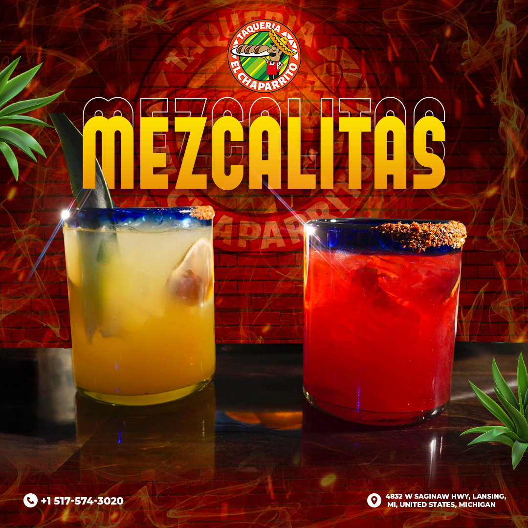 Signature Mezcalitas at El Chaparrito, smoky cocktails with tajín rim and premium mezcal, bringing Oaxaca's sunset to Lansing