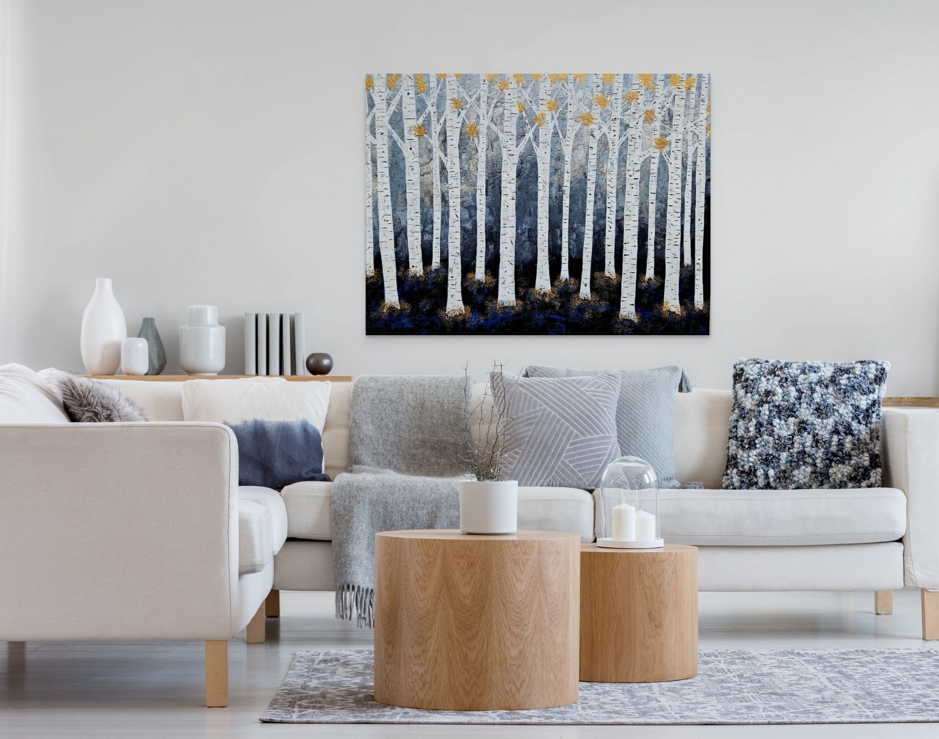 Wintertime birches abstract art