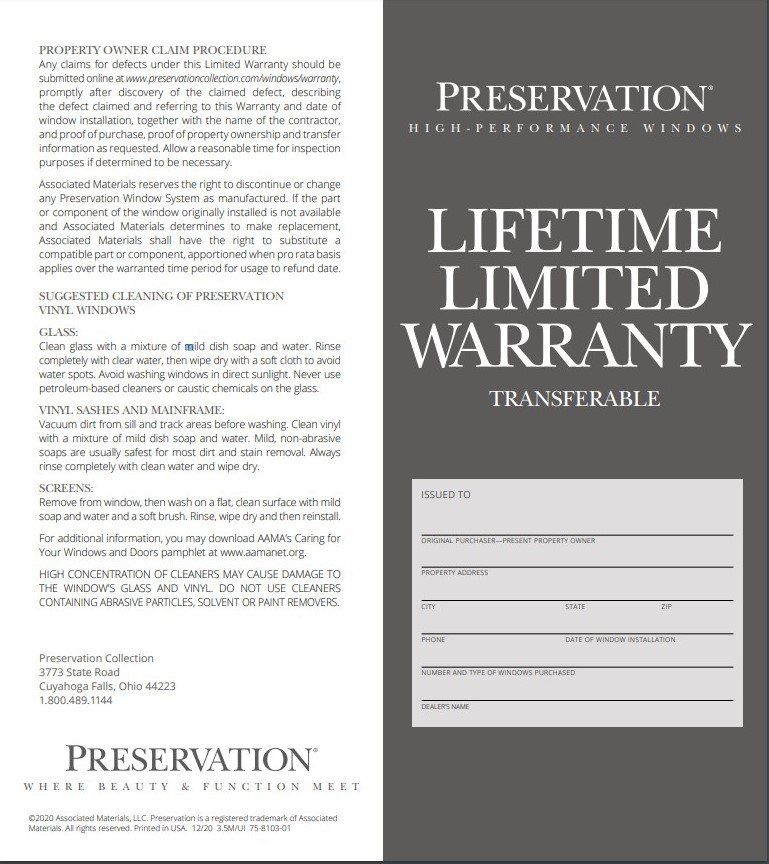 Lifetime Limited Warranty