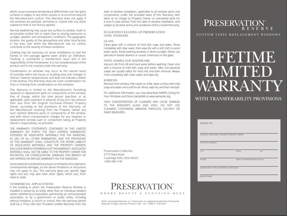 Lifetime Limited Warranty