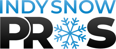Logo for Indy Snow Pros, blue text over black text and a snowflake.