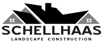 Schellhaas Landscape Construction logo with black roofline and gray house icons