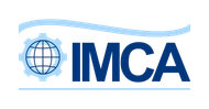 IMCA logo in blue with a globe inside a gear and a wavy line above the text