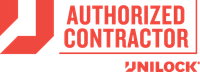 UNILOCK authorized contractor logo in red and white
